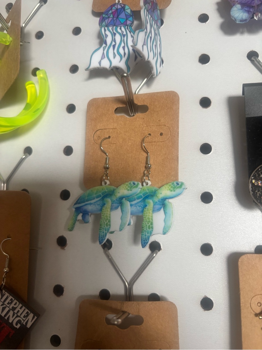 Green Blue Sea Turtle Dangle Earrings Accessories